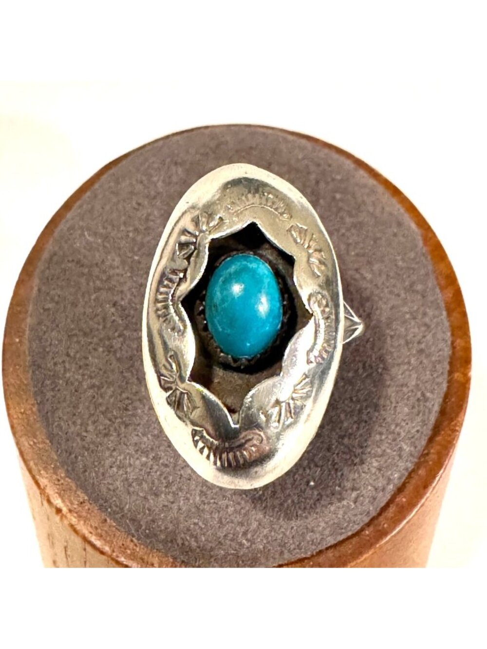 VTG Sterling Silver 925 Native American Turquoise Shadow Box Ring Size 6.75